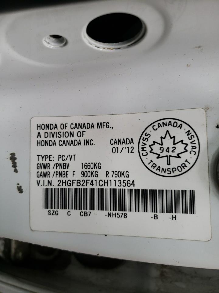 2HGFB2F41CH113564 2012 Honda Civic Lx