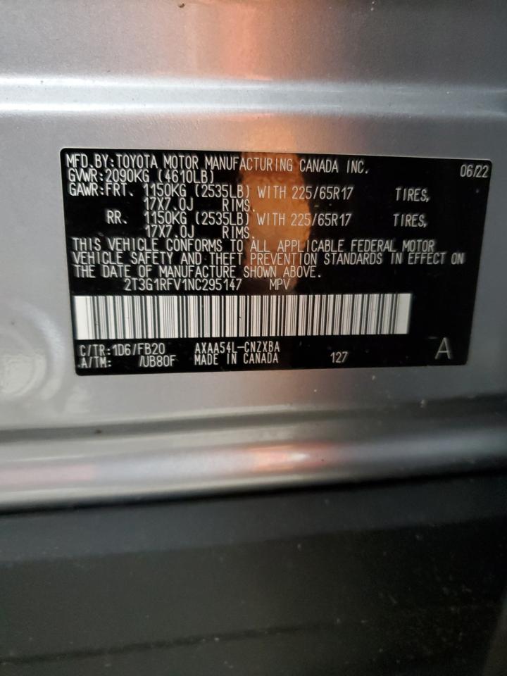 2T3G1RFV1NC295147 2022 Toyota Rav4 Le