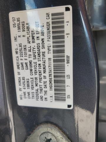 2007 Honda Accord Ex VIN: 1HGCM56787A171118 Lot: 50473554