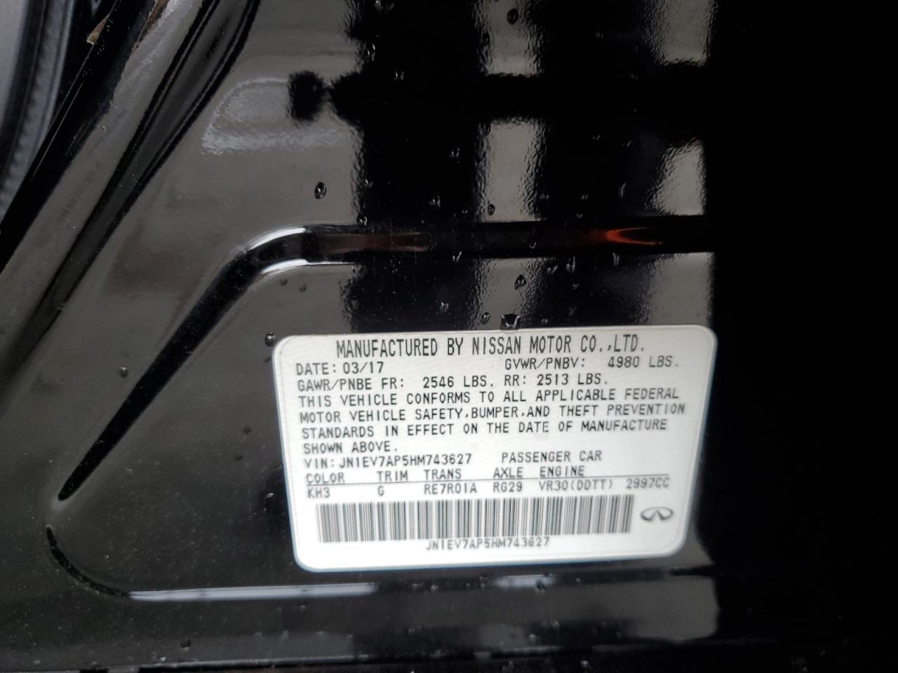 JN1EV7AP5HM743627 2017 Infiniti Q50 Premium