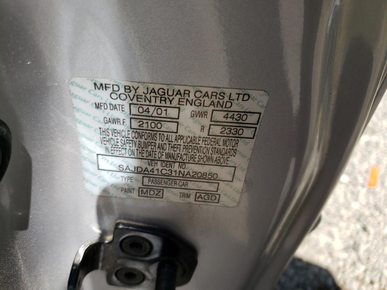 SAJDA41C31NA20850 2001 Jaguar Xk8