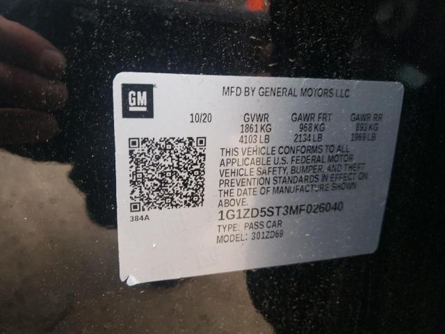 2021 Chevrolet Malibu Lt VIN: 1G1ZD5ST3MF026040 Lot: 51244764