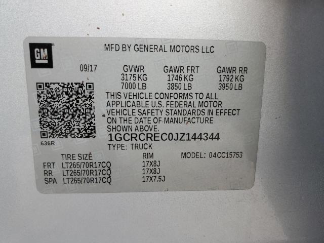 2018 Chevrolet Silverado C1500 Lt VIN: 1GCRCREC0JZ144344 Lot: 51472864