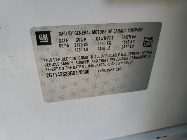 2016 Chevrolet Impala Ltz VIN: 2G1145S33G9175896 Lot: 52694114