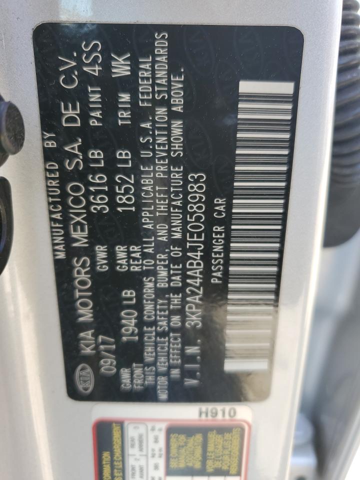 3KPA24AB4JE058983 2018 Kia Rio Lx