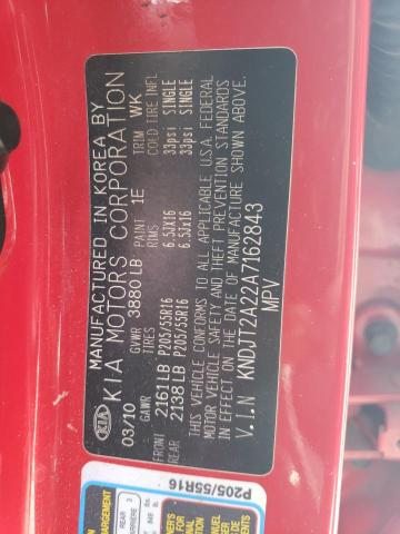 2010 Kia Soul + VIN: KNDJT2A22A7162843 Lot: 49182304