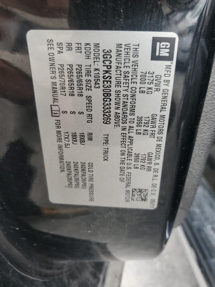 3GCPKSE30BG333269 2011 Chevrolet Silverado K1500 Lt