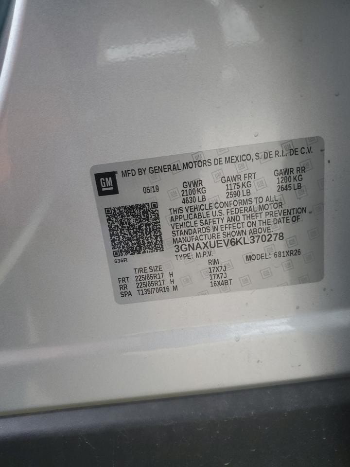 3GNAXUEV6KL370278 CHEVROLET EQUINOX 2019