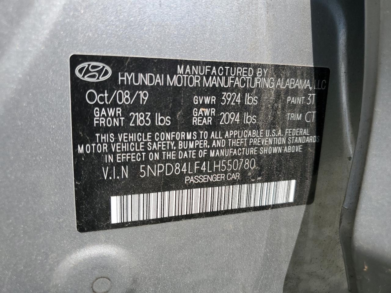 5NPD84LF4LH550780 2020 Hyundai Elantra Sel