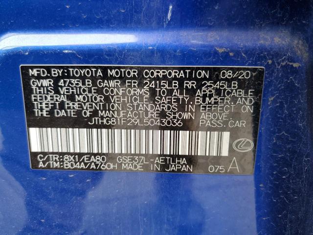 2020 LEXUS IS 300 F-S JTHG81F29L5043036