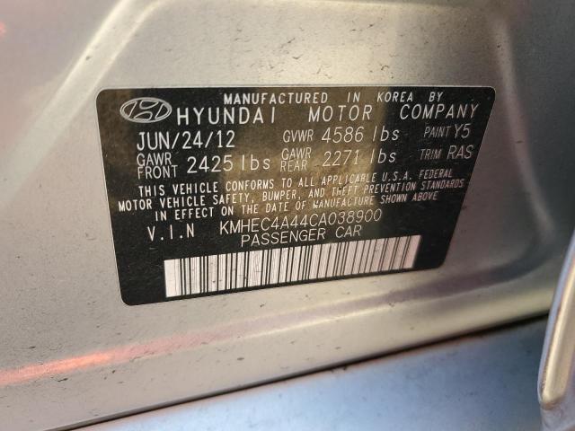 2012 Hyundai Sonata Hybrid VIN: KMHEC4A44CA038900 Lot: 52025994