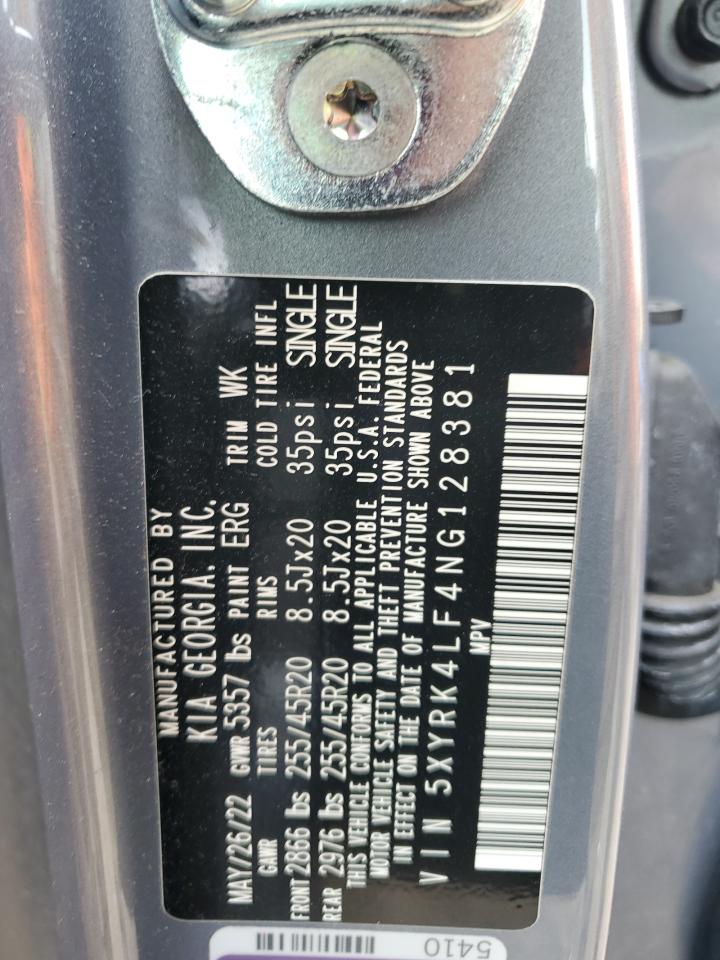 5XYRK4LF4NG128381 2022 Kia Sorento Sx