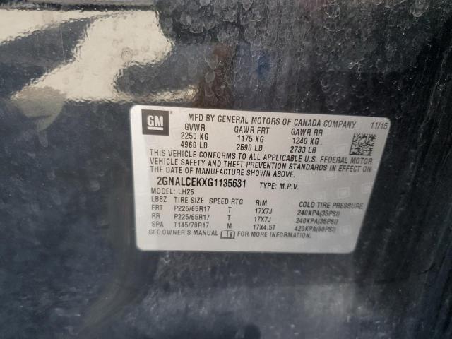 2016 Chevrolet Equinox Lt VIN: 2GNALCEKXG1135631 Lot: 50106894