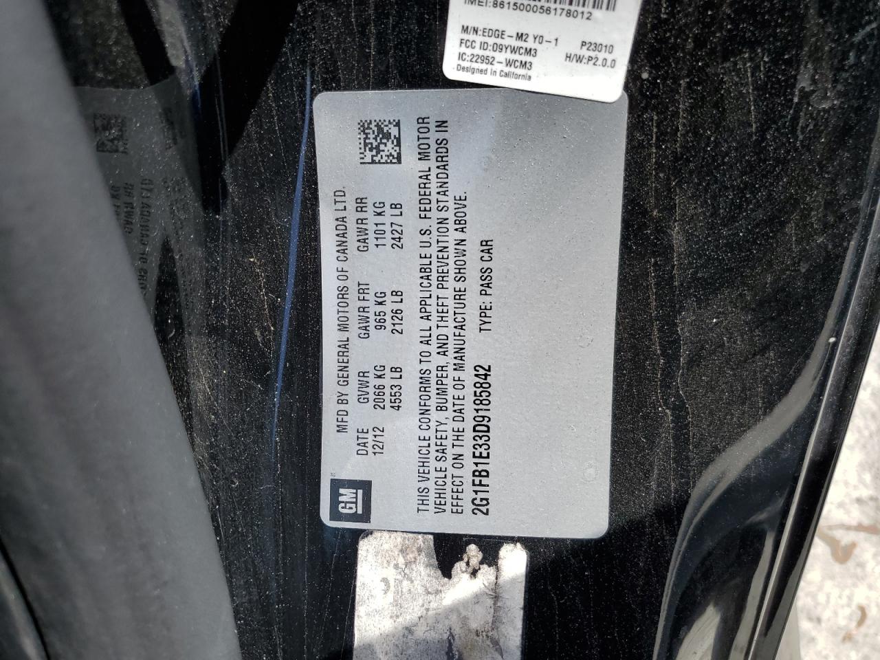 2G1FB1E33D9185842 2013 Chevrolet Camaro Lt