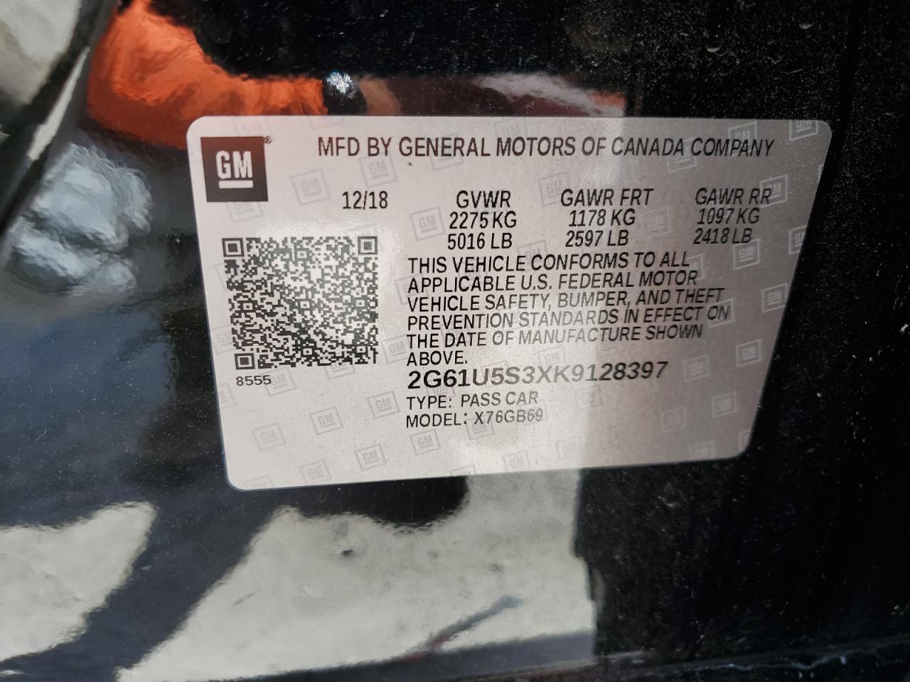 2G61U5S3XK9128397 2019 Cadillac Xts