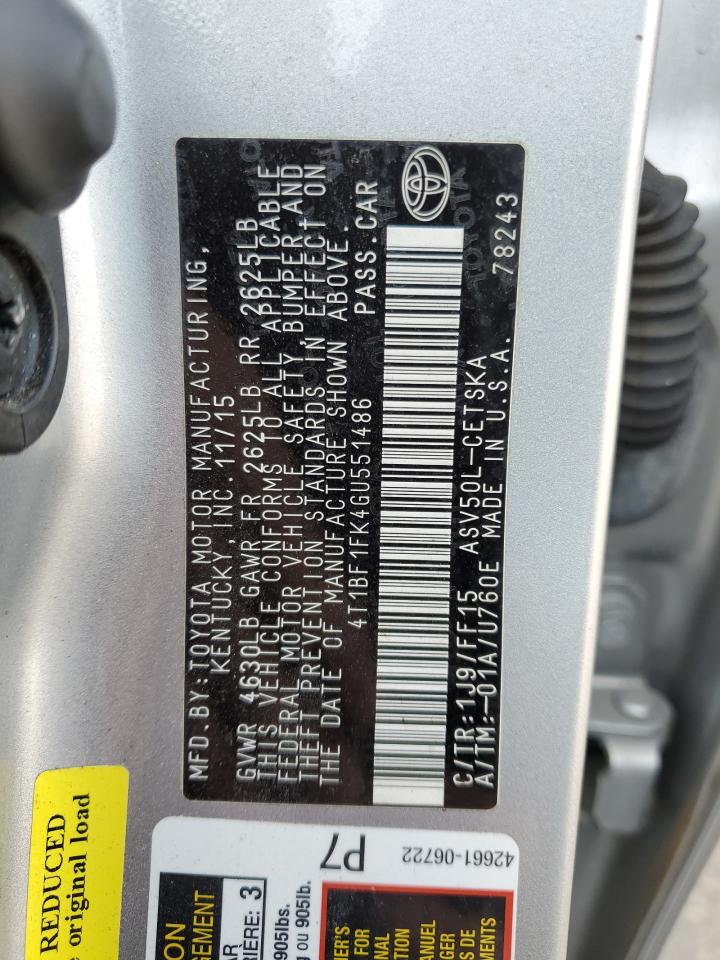 4T1BF1FK4GU551486 2016 Toyota Camry Le