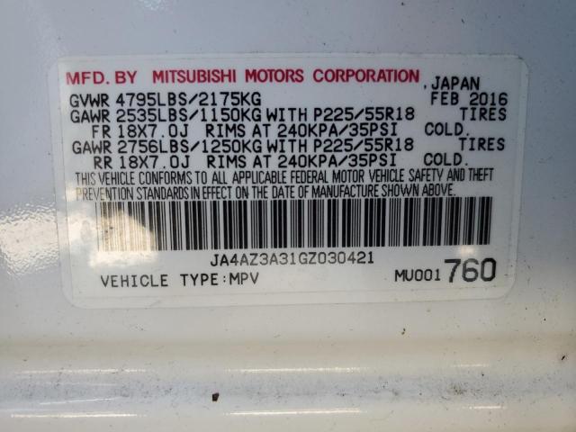 2016 Mitsubishi Outlander Se VIN: JA4AZ3A31GZ030421 Lot: 51748104