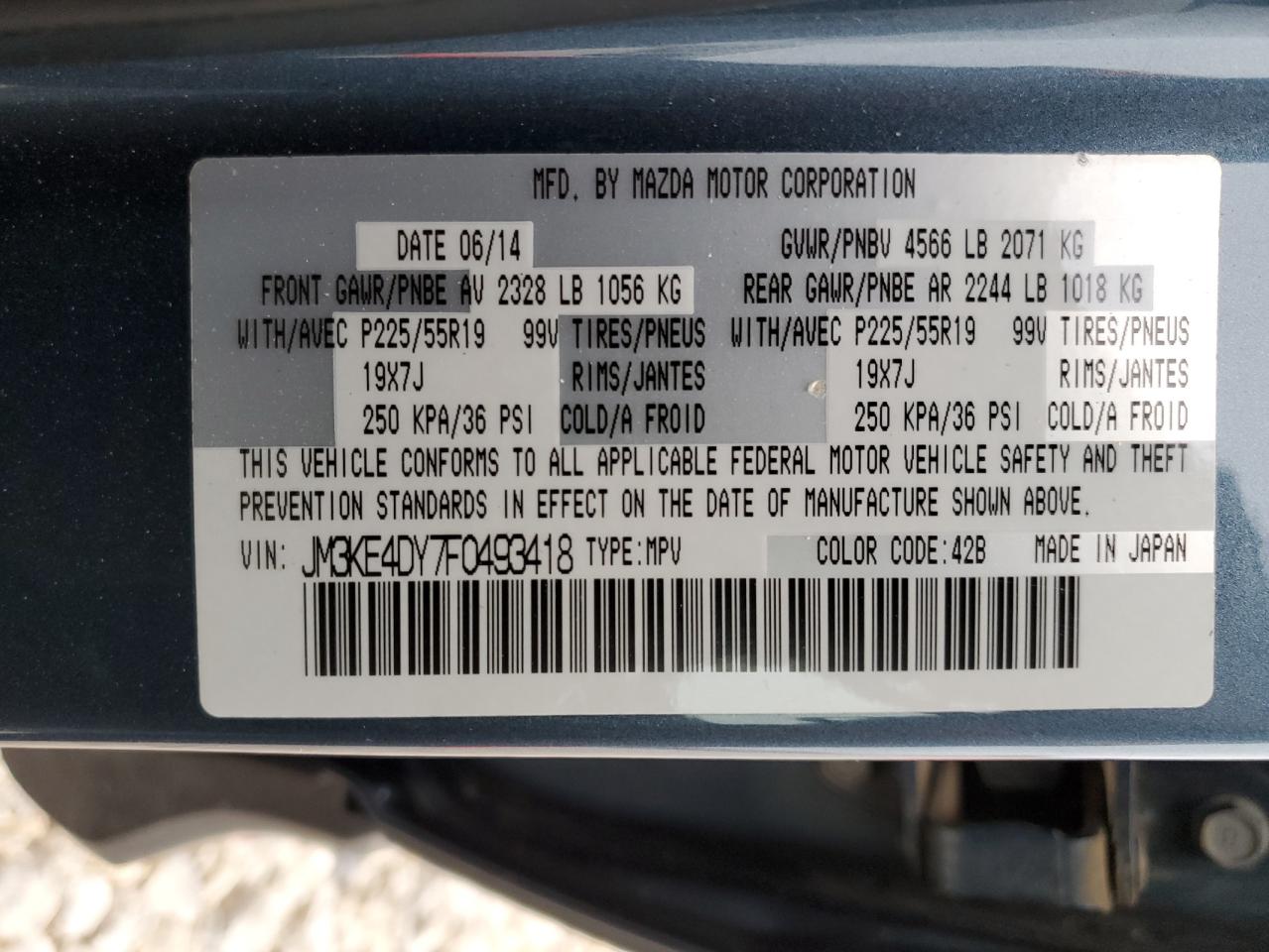 JM3KE4DY7F0493418 2015 Mazda Cx-5 Gt