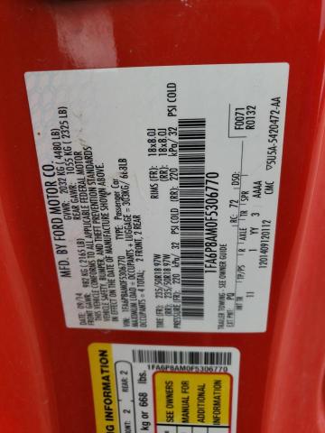 2015 Ford Mustang VIN: 1FA6P8AM0F5306770 Lot: 52222424