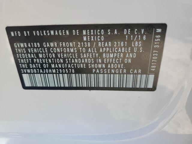 2017 Volkswagen Jetta Se VIN: 3VWDB7AJ0HM290578 Lot: 51973964