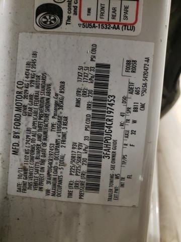 2012 Ford Fusion Sel VIN: 3FAHP0JG4CR197453 Lot: 50536314