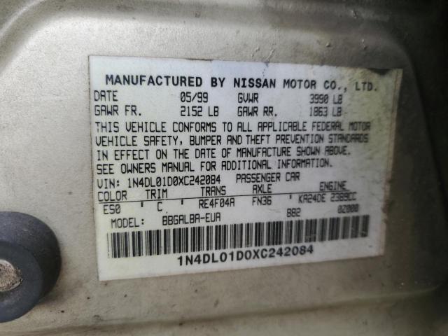 1999 Nissan Altima Xe VIN: 1N4DL01D0XC242084 Lot: 50987364