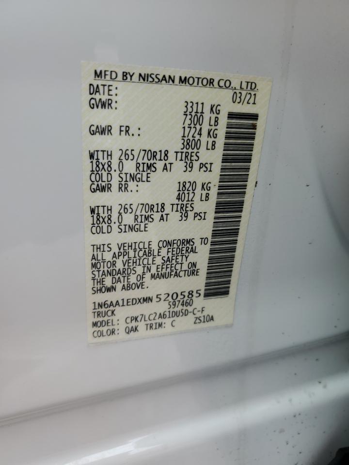 1N6AA1EDXMN520585 2021 Nissan Titan Sv