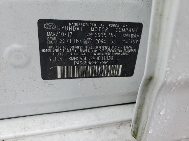2017 HYUNDAI IONIQ BLUE - KMHC65LC2HU031359