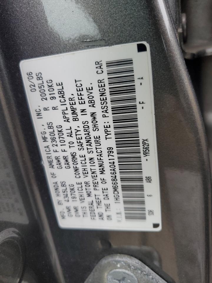 1HGCM66846A041799 2006 Honda Accord Ex