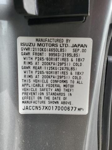 2001 Isuzu Vehicross VIN: JACCN57X017D00677 Lot: 51412524