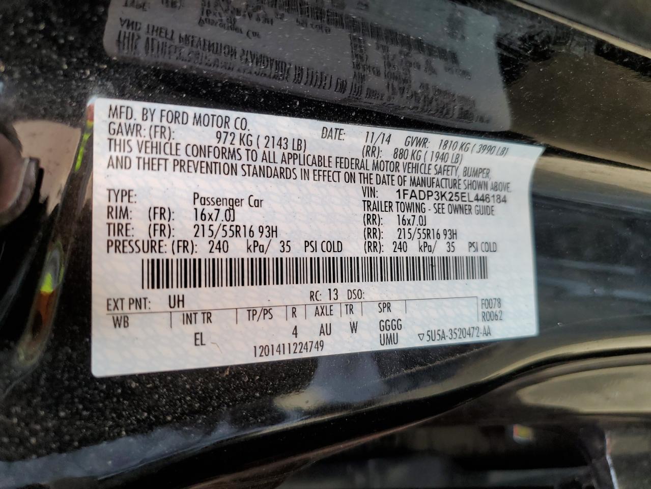 1FADP3K25EL446184 2014 Ford Focus Se