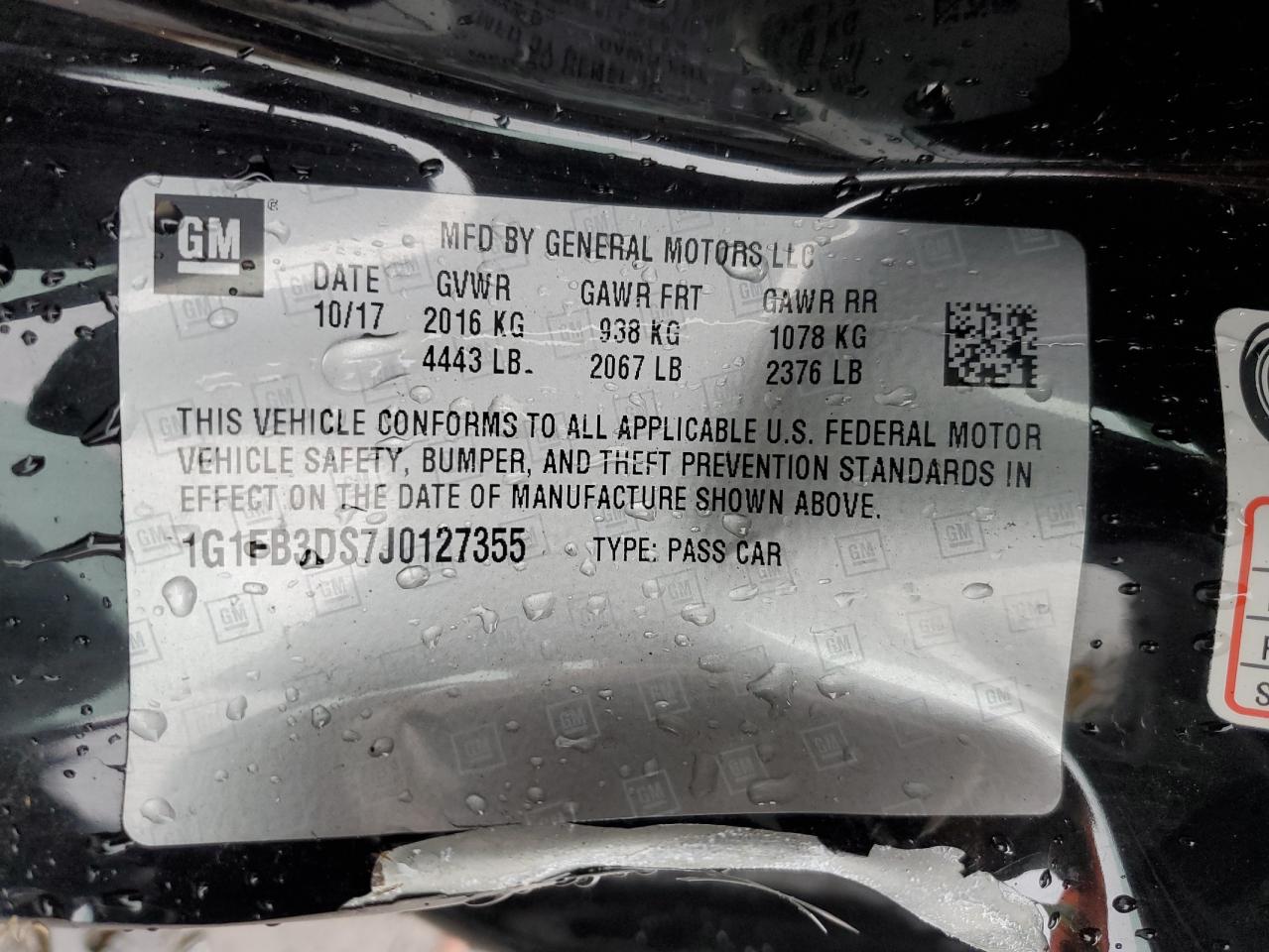 1G1FB3DS7J0127355 CHEVROLET CAMARO 2018