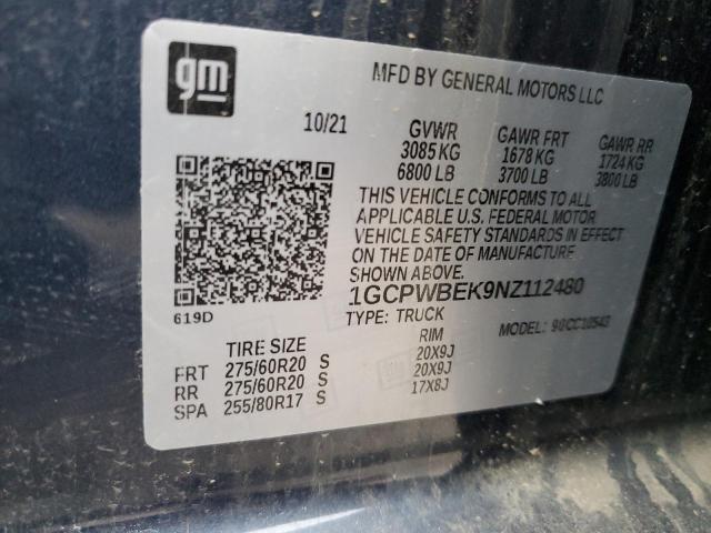 1GCPWBEK9NZ112480 Chevrolet All Models SILVERADO 12