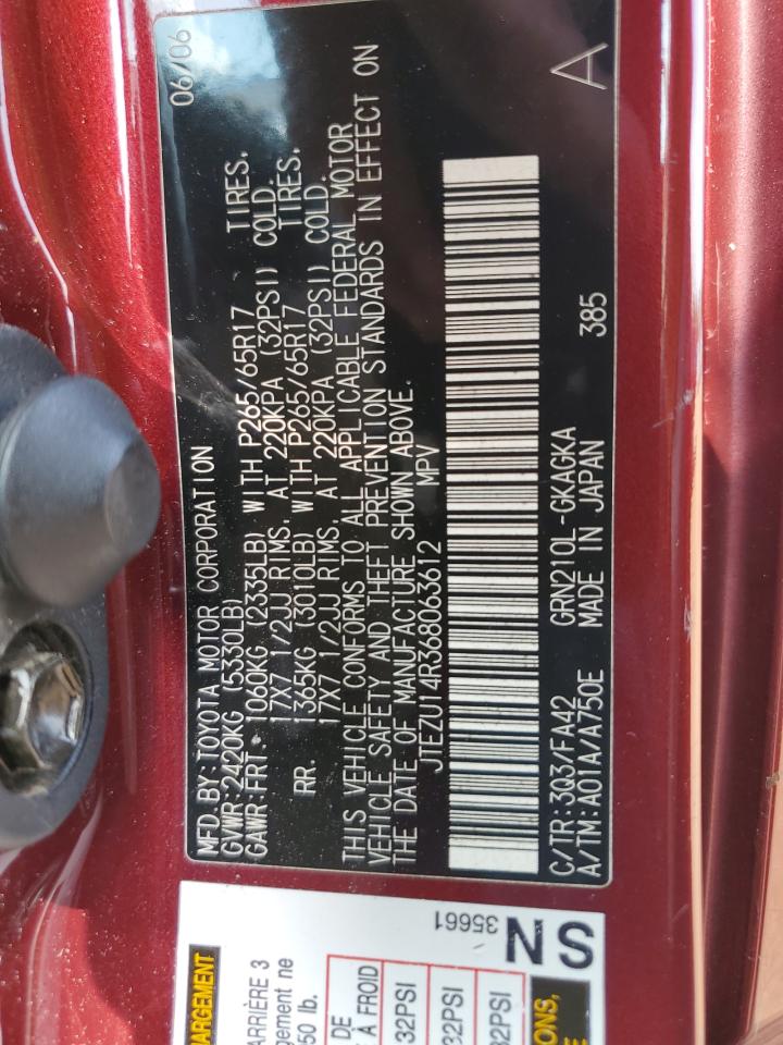 JTEZU14R368063612 2006 Toyota 4Runner Sr5