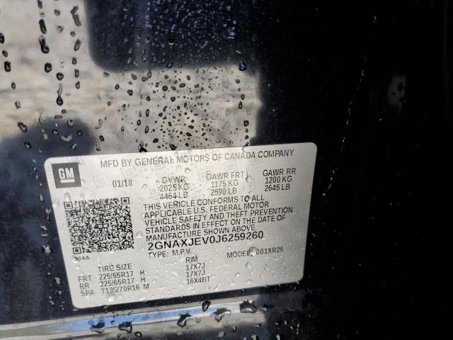 2018 Chevrolet Equinox Lt VIN: 2GNAXJEV0J6259260 Lot: 51960444