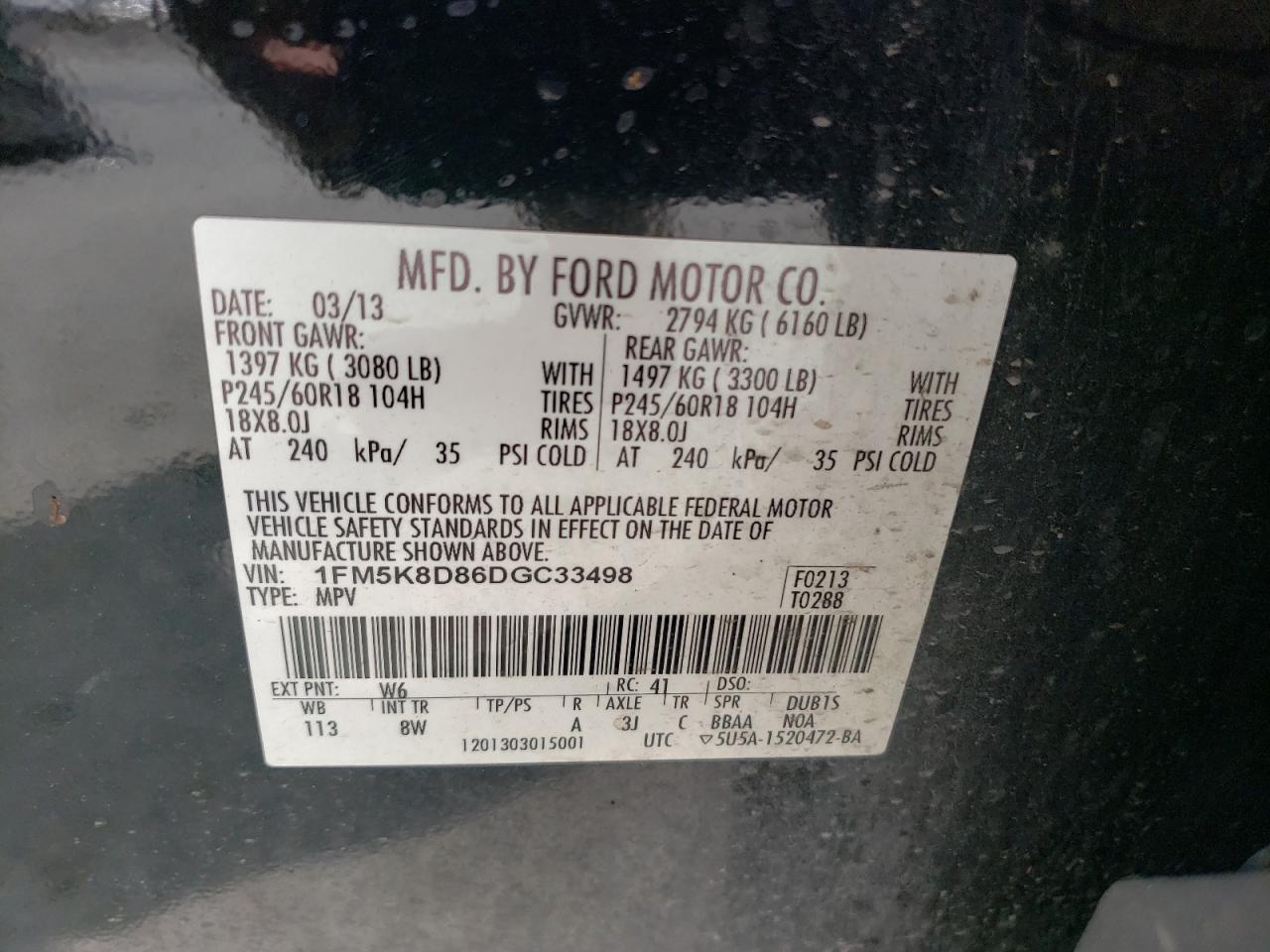 1FM5K8D86DGC33498 2013 Ford Explorer Xlt