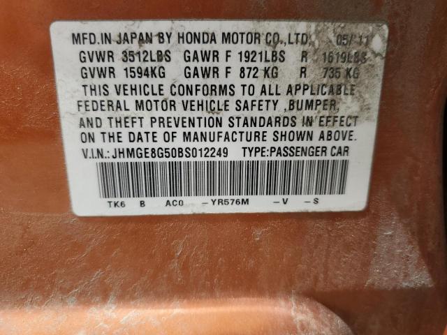 2011 Honda Fit Sport VIN: JHMGE8G50BS012249 Lot: 51913474