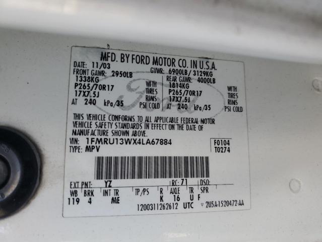 2004 Ford Expedition Xls VIN: 1FMRU13WX4LA67884 Lot: 49999304