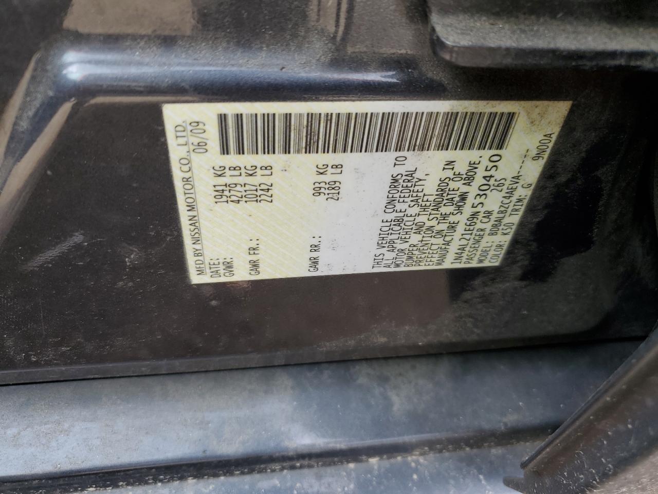 1N4AL21E69N530450 2009 Nissan Altima 2.5
