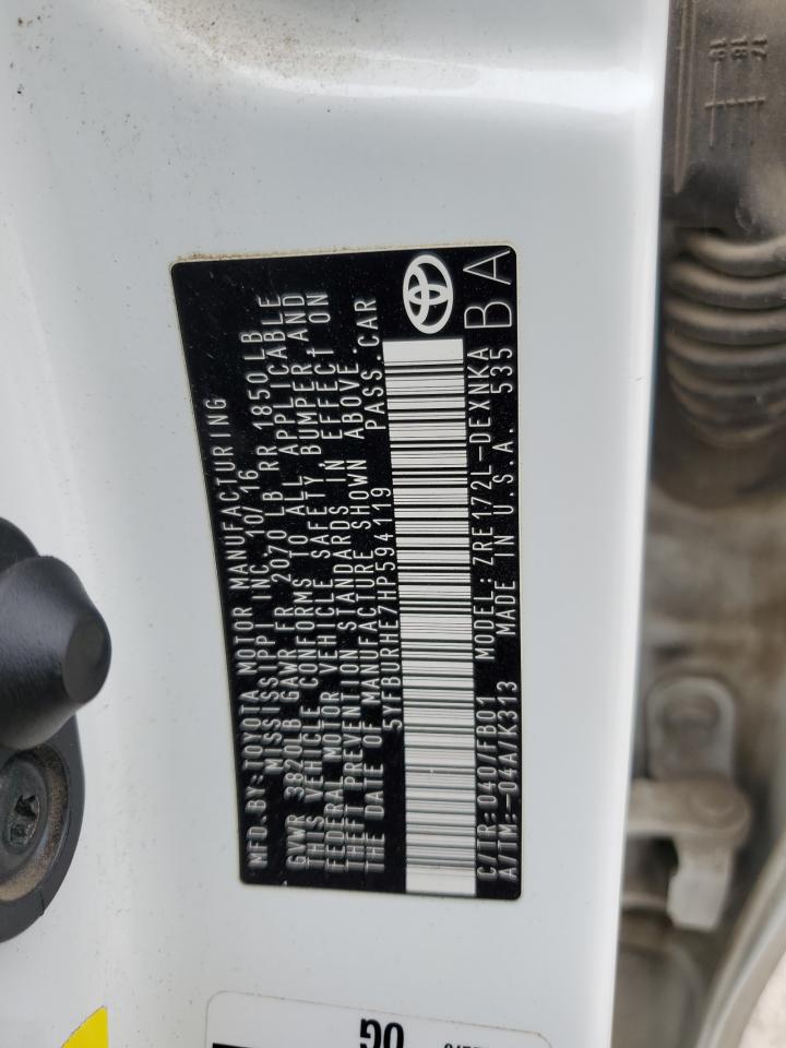 5YFBURHE7HP594119 2017 Toyota Corolla L