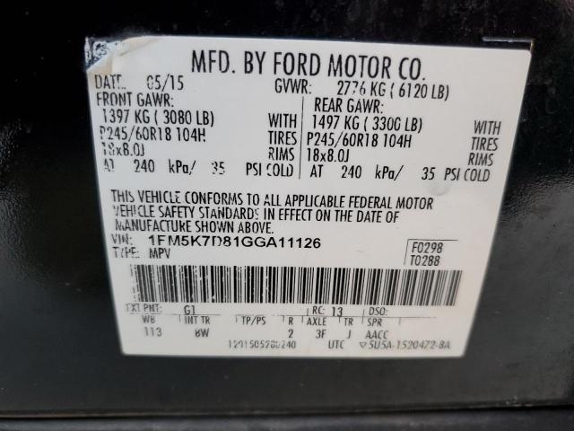 2016 Ford Explorer Xlt VIN: 1FM5K7D81GGA11126 Lot: 49144224