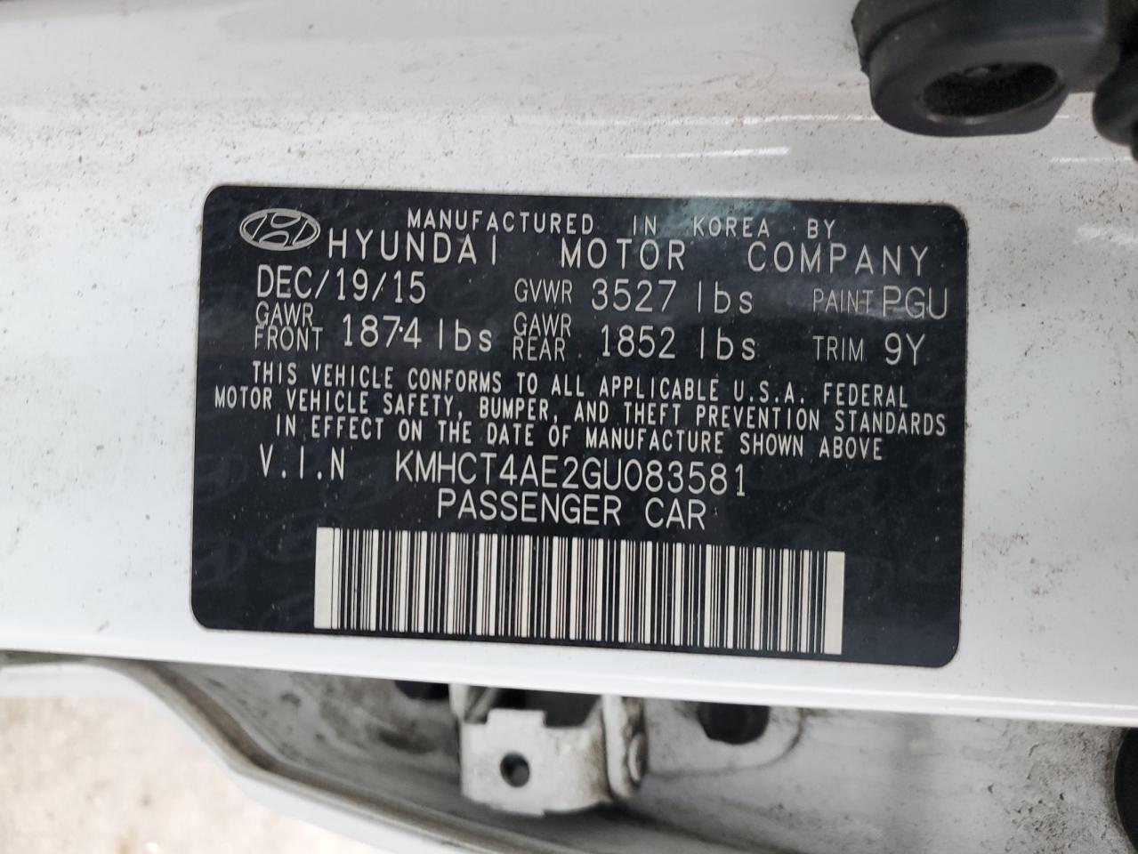 KMHCT4AE2GU083581 2016 Hyundai Accent Se