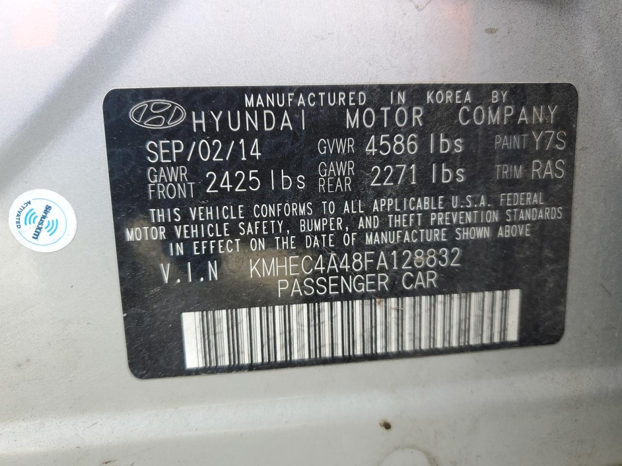 KMHEC4A48FA128832 2015 Hyundai Sonata Hybrid