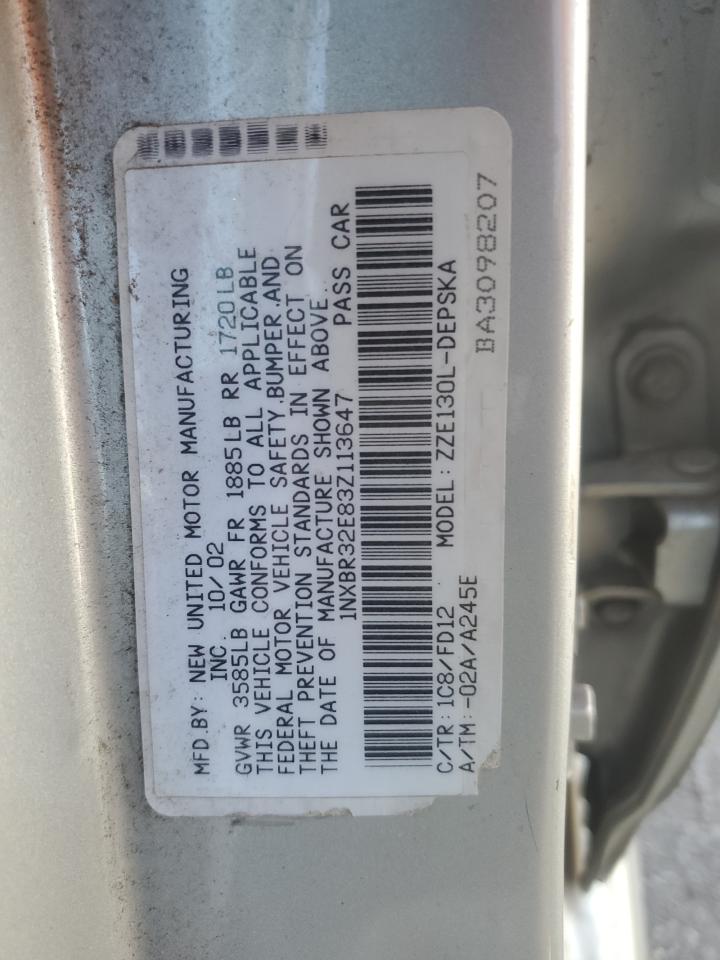 1NXBR32E83Z113647 2003 Toyota Corolla Ce