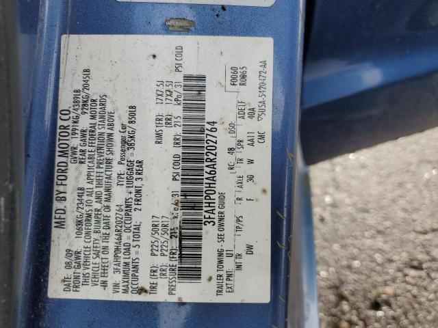 2010 Ford Fusion Se VIN: 3FAHP0HA6AR202764 Lot: 49109244