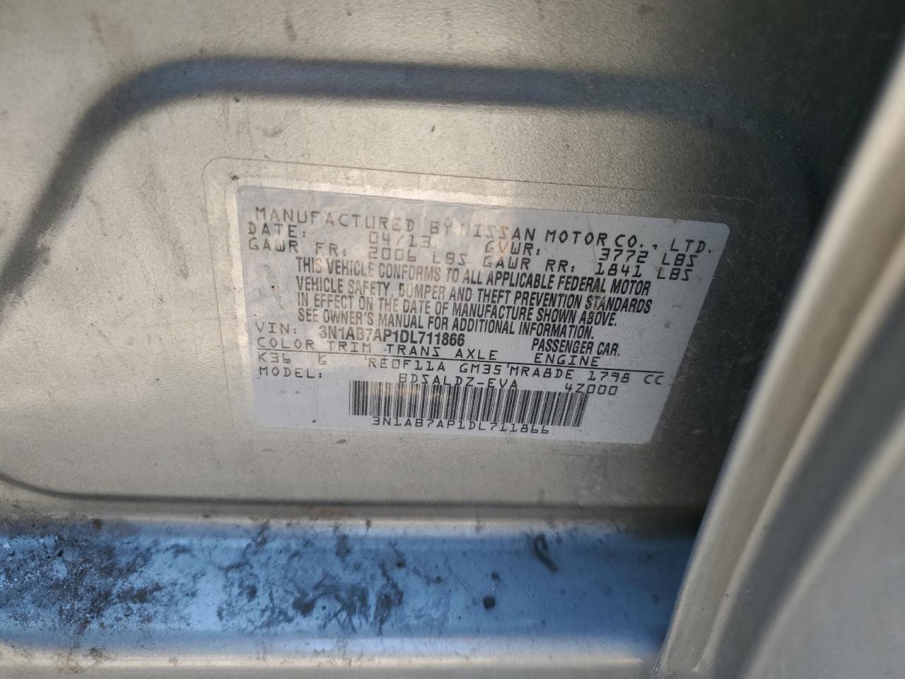 3N1AB7AP1DL711866 2013 Nissan Sentra S