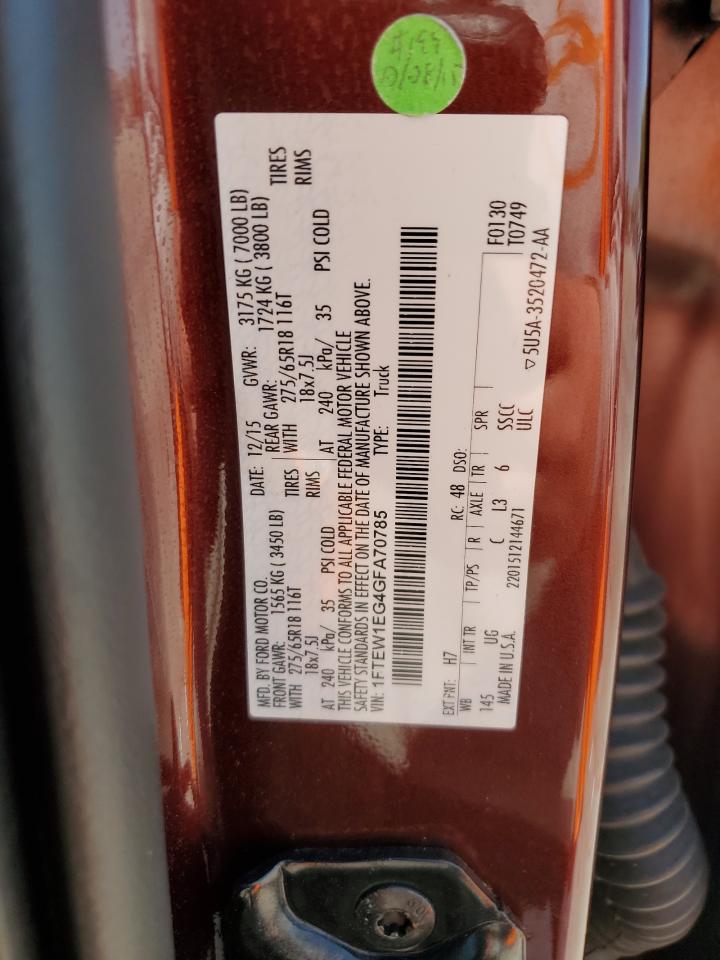 1FTEW1EG4GFA70785 2016 Ford F150 Supercrew