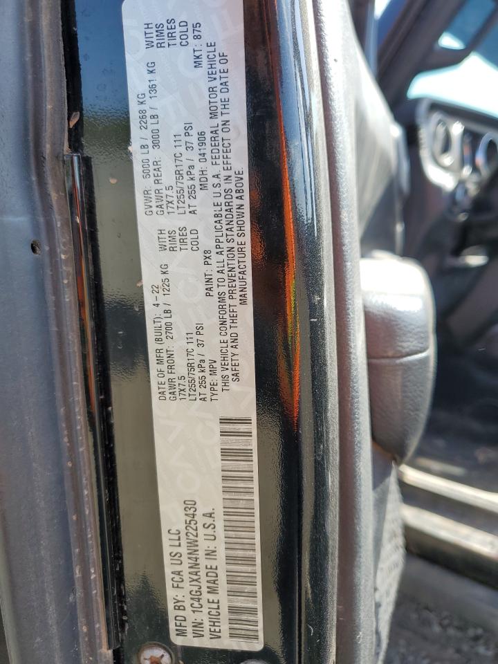 1C4GJXAN4NW225430 2022 Jeep Wrangler Sport