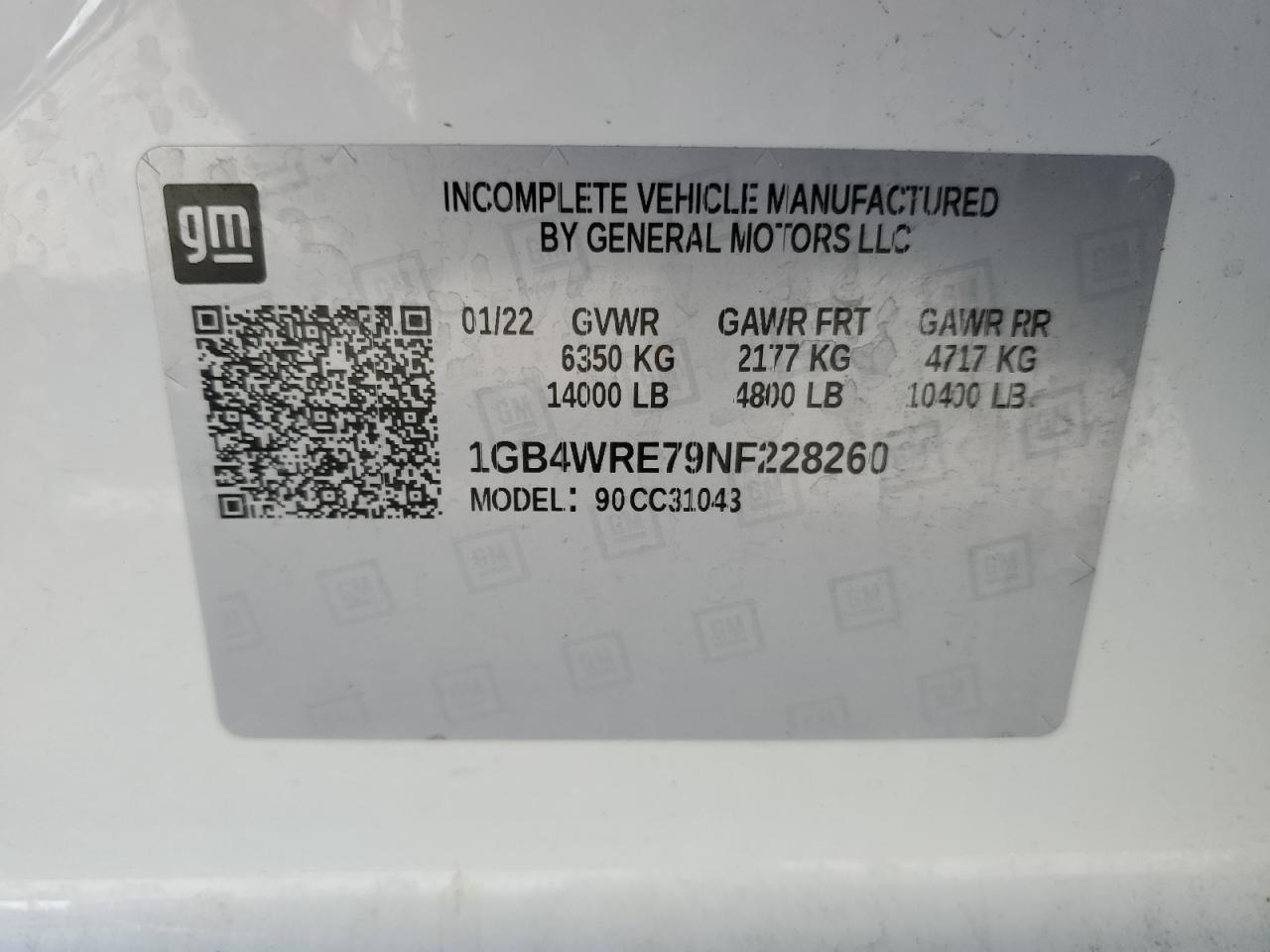 1GB4WRE79NF228260 2022 Chevrolet Silverado C3500