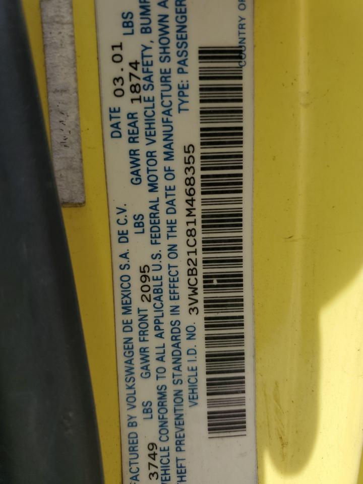 3VWCB21C81M468355 2001 Volkswagen New Beetle Gls